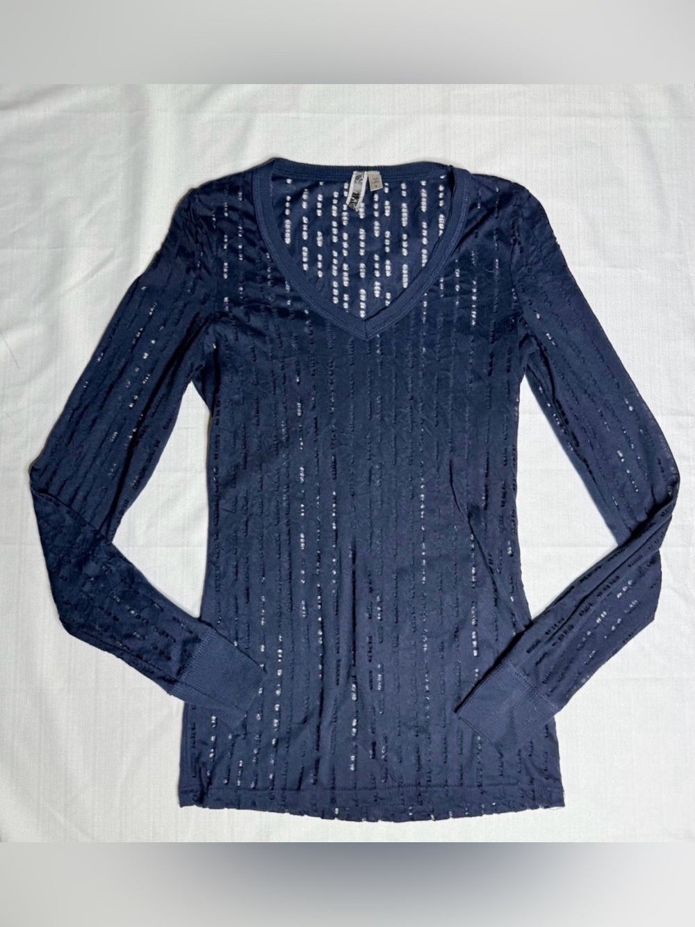 BKE Buckle Navy Blue Women’s Open Knit Top Small Long Sleeve Layering Shirt